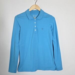 Coolibar Teal/Turquoise long sleeve polo shirt UPF50+ Great condition Size Sm